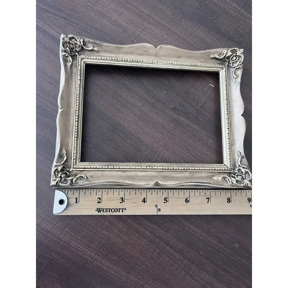 Antique Victorian Picture Frame Gold Ornate Decorative Style Wooden Fits 5x6